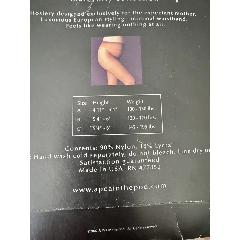Vintage A Pea in the Pod Maternity Sheer Buff Pantyhose Size C Large Hosiery